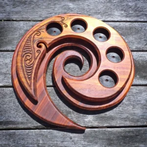 Round Rimu candle holder