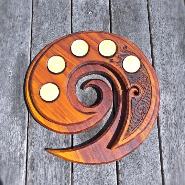 Rustic Koru Rimu candle holder - Image 2