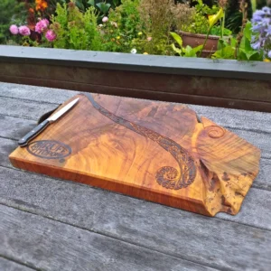 Rustic carved Mac serving board