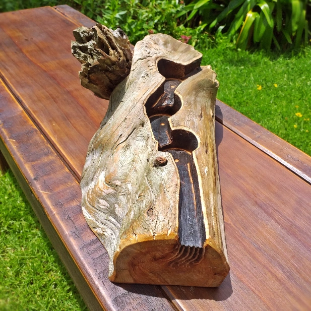 Rustic carved Macrocarpa candle holder - Image 5