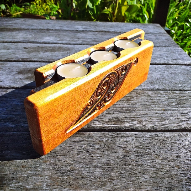 Carved Kauri candle holder - Image 2